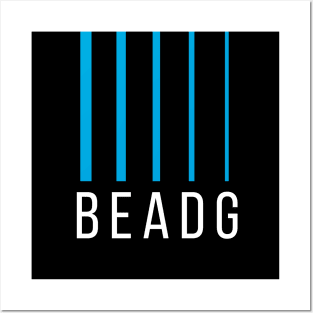 Bass Player Gift - BEADG 5 String - Cyan Posters and Art